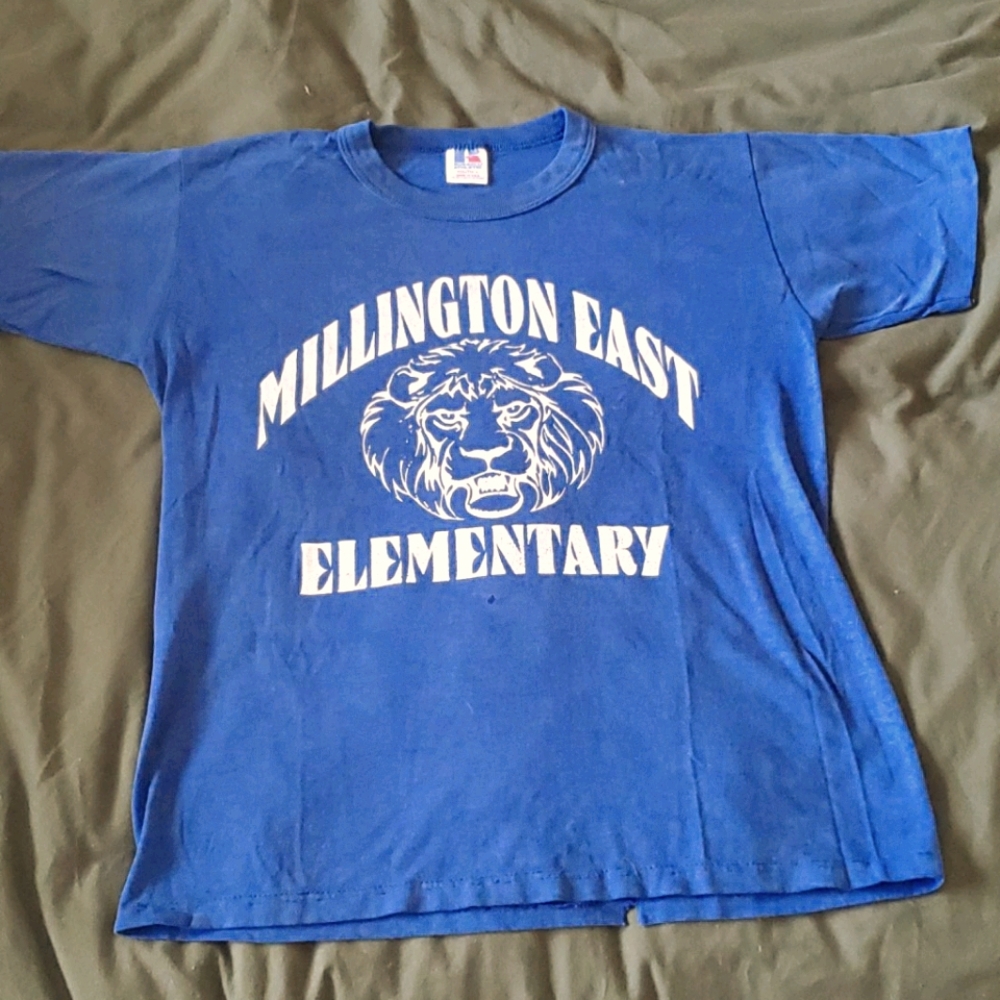 Vintage 70s blue lion t shirt